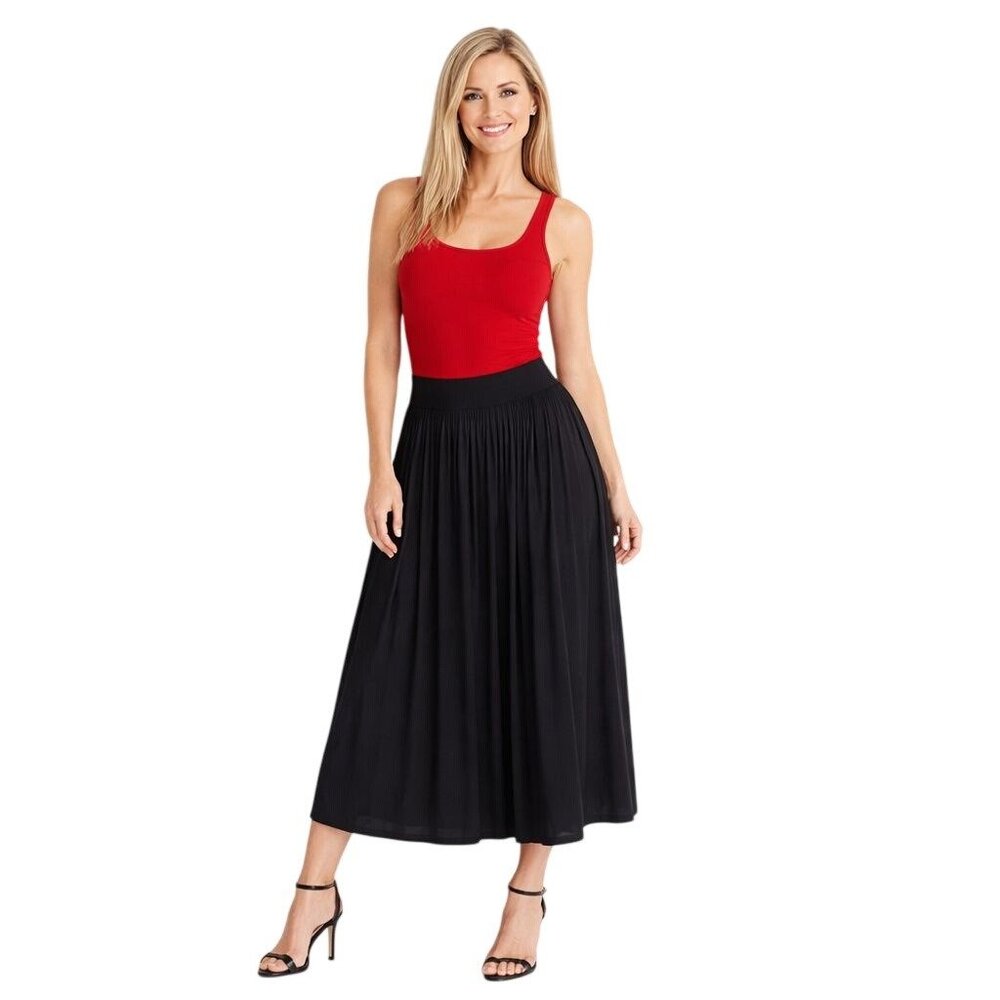 Sciacca Black Small Pleated Midi Skirt 18Y Polyester Blend